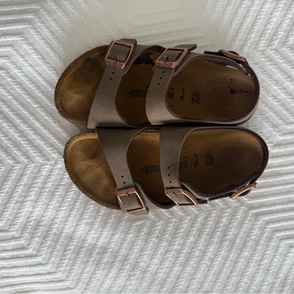 Birkenstock Brown Double-Strap Kids Sandals with Buckles
